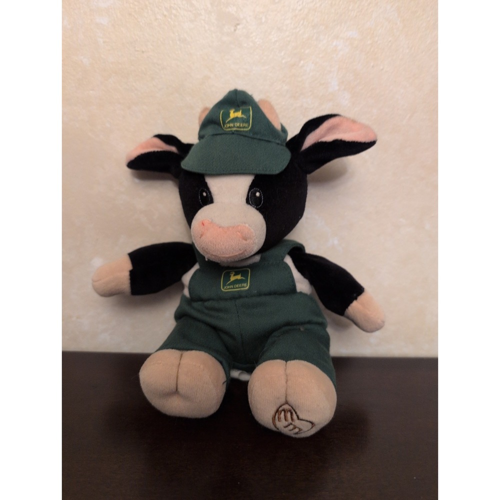 Vtg 1999 Mary's Moo Moos John Deere Boy Cow Plush Bean Bag Enesco 9" Overalls